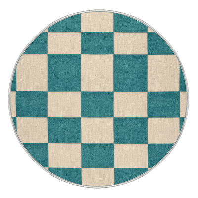 Machine Washable Checkered Beige Area Rug