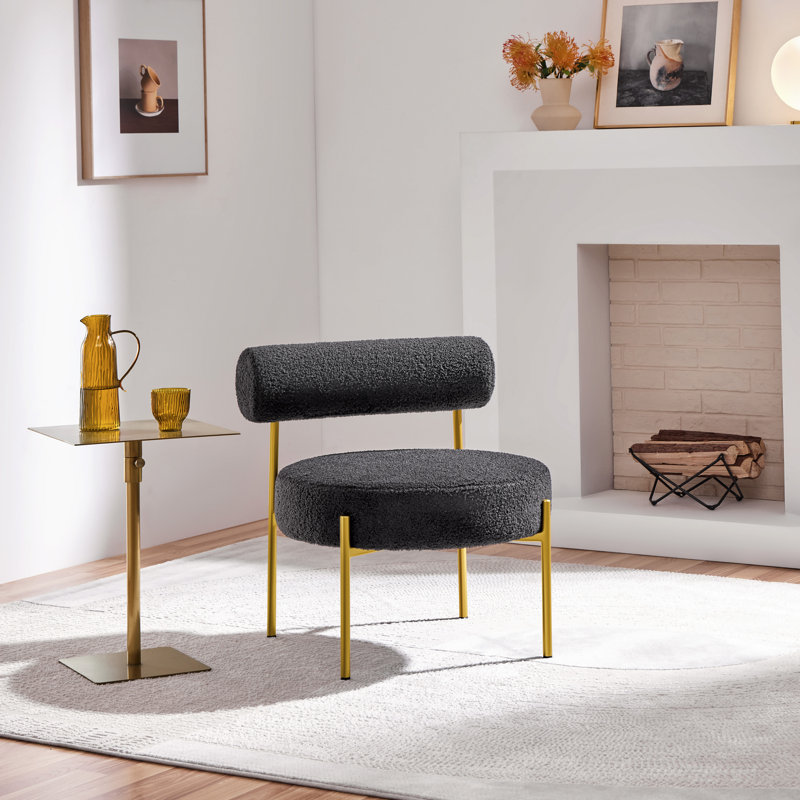 Marras 16'' H Boucle Upholstered Side Chair, Black