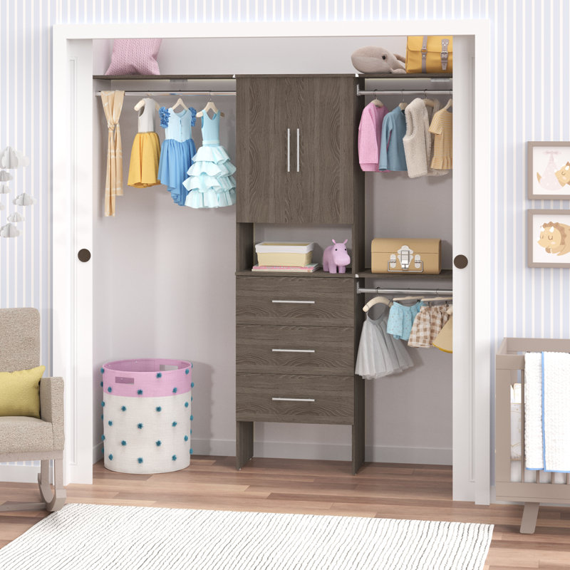 Système d'organisation l 84 po à 120 po SuiteSymphony avec tiroirs et portes, Gris graphite