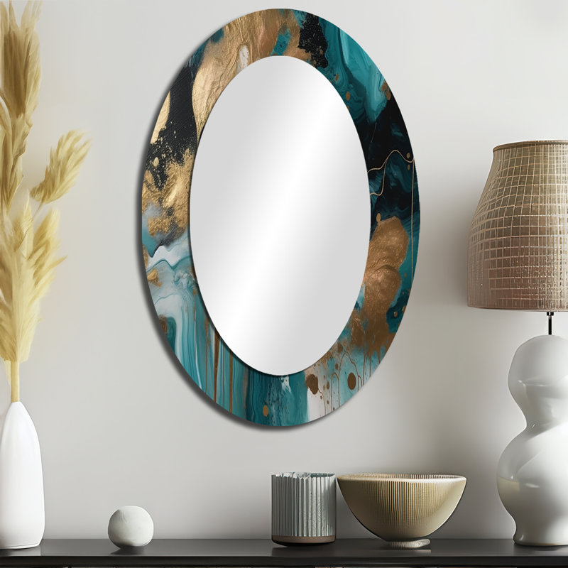 Miroir mural vert et or vert et mystérieux Marble I, 36 po x 24 po
