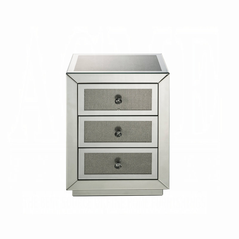 Table de chevet avec trois tiroirs Glam Style