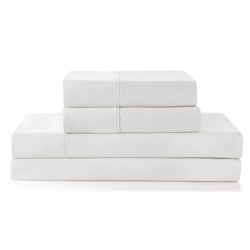 Harbor Home Solid 300-Thread Count Cotton Sheet Set, White, Twin