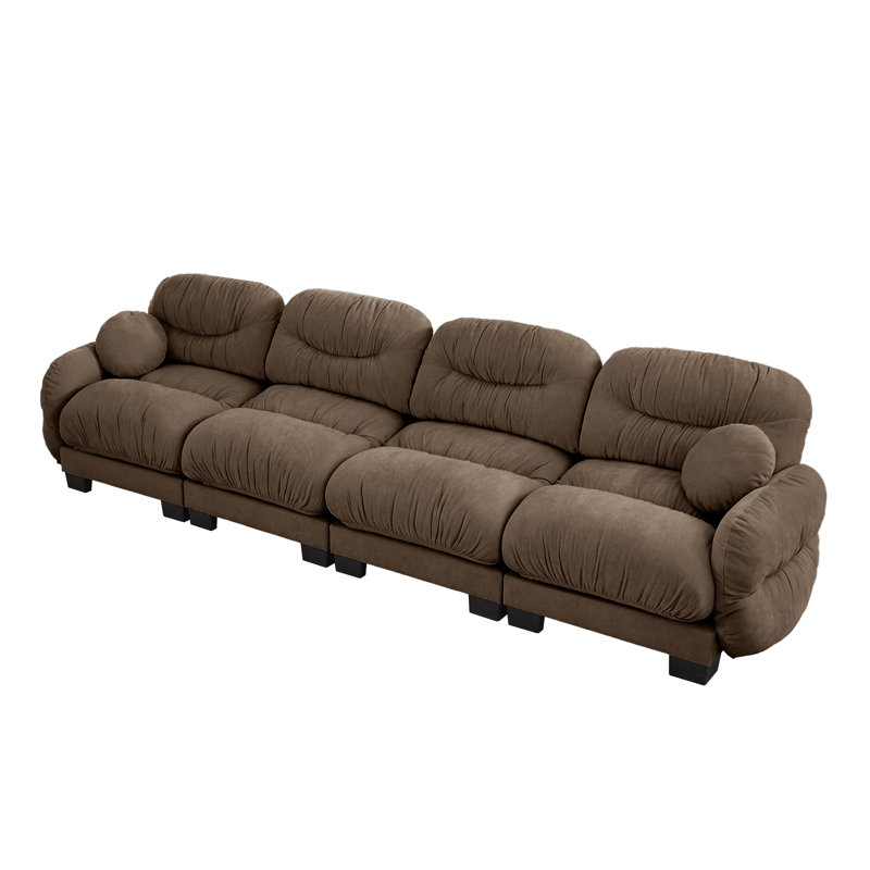 Canapé modulaire en tissu chenille, H 36,2 po x l 150,3 po x P 34,2 po, Brun