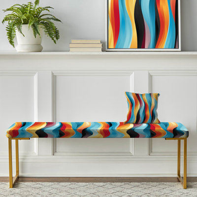 Tulisia - Banc rembourré rayé or