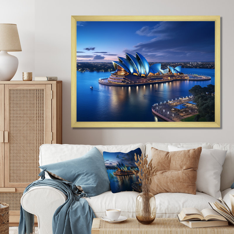 Australie, Sydney, icônes IV, impression sur toile, H 12 po x l 20 po x P 1 po, Encadrement doré