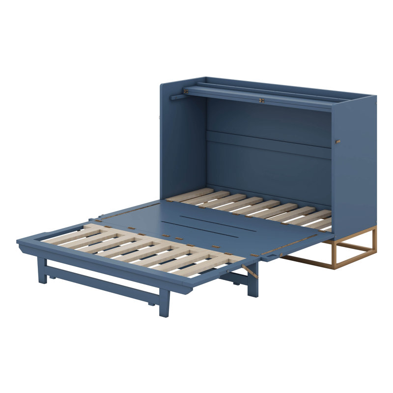 Grand lit escamotable avec pieds en métal Murphy, Bleu 1