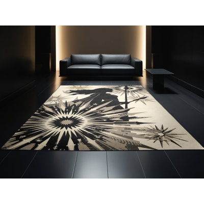 Tapis beige lavable à la machine lavable à la machine Palmerston Valkyrie Warrior Starburst