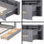 Lit de jour gris avec bureau et rangement | Tablettes intégrées, 2 tiroirs | Lit multifonctionnel peu encombrant-1711132625-1711132622