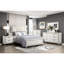Grand lit moderne avec revêtement en chenille et tête de lit à DEL, qualité or blanc antique, cadre en bois avec revêtement, bois pour la chambre à coucher