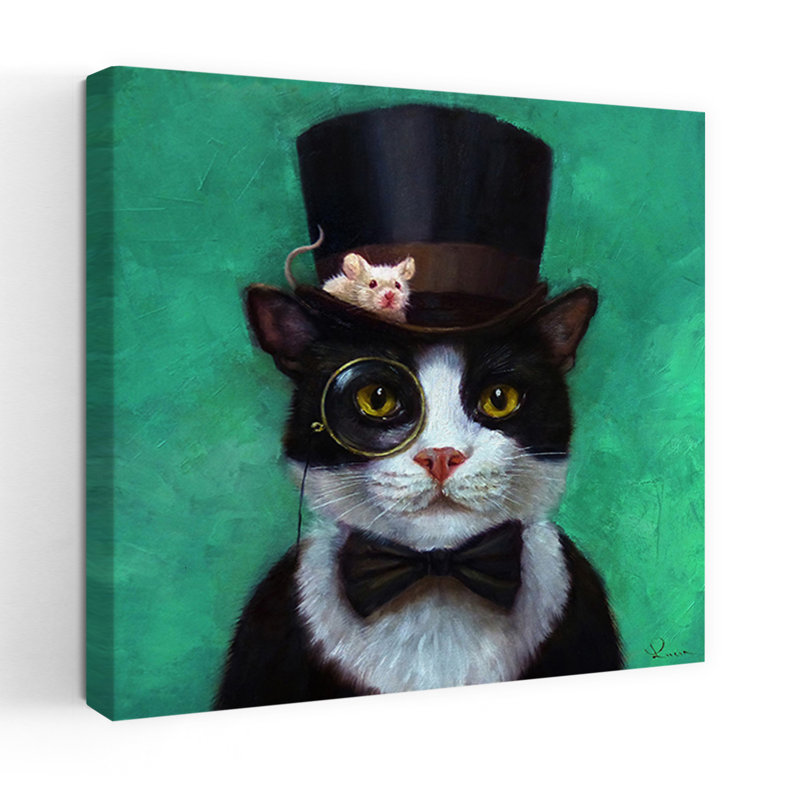 Art urbain contemporain de chat tuxedo, H 24 po x l 24 po