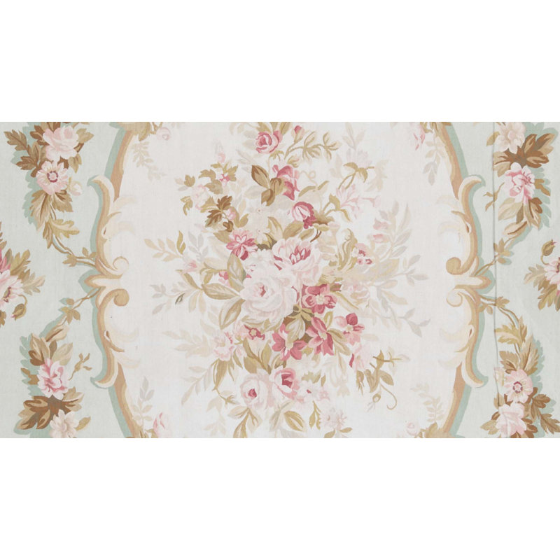 Hand-Knotted High-Quality Green and Beige Area Rug
