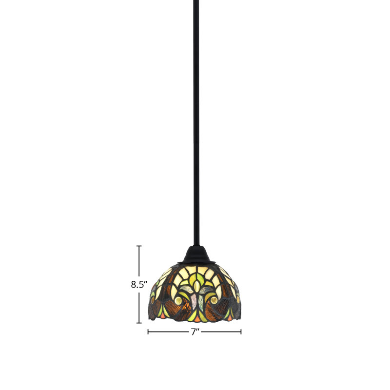 Luminaire suspendu Paramount, fini noir mat et verre d'art 7 po, Jaune