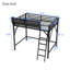 Lit mezzanine avec échelle, lit mezzanine en métal avec tablettes de rangement, lit mezzanine haut
