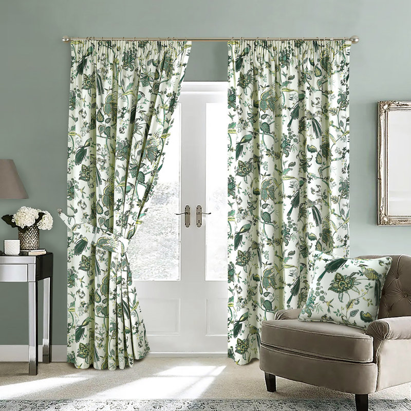 Cabragh Pencil Pleat Room Darkening Curtains, 229 W x 229 D cm, Green