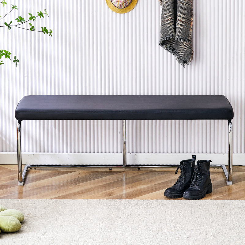 Banc à langer noir en métal argenté Caractéristique charmante - Chaise en cuir Pu pour différentes pièces Guide d'assemblage et d'installation simple inclus avec structure attrayante