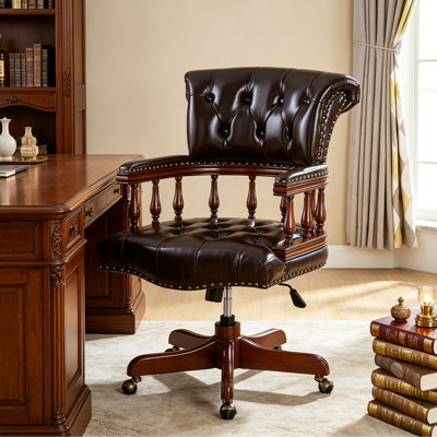 Chaise de bureau ajustable rembourrée en similicuir