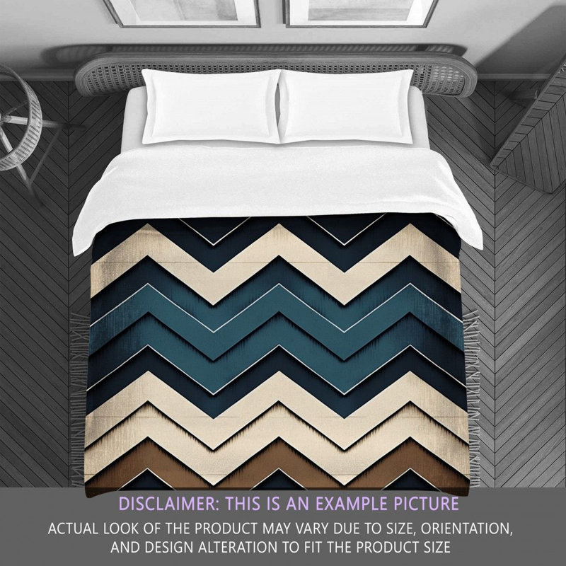 Checkered Comforter, Twin Comforter, Brown/Navy Chevron