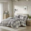 Ensemble de housse de couette à carreaux pour grand lit 3 pièces avec 2 taies décoratives standard