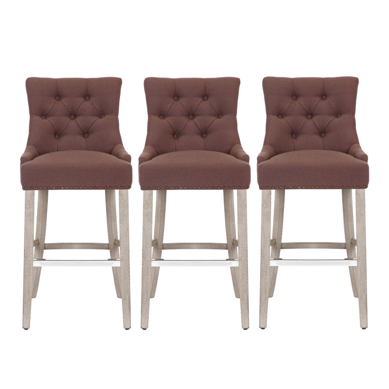 Wren Upholstered Counter Stool with Solid Wood Frame, Brown