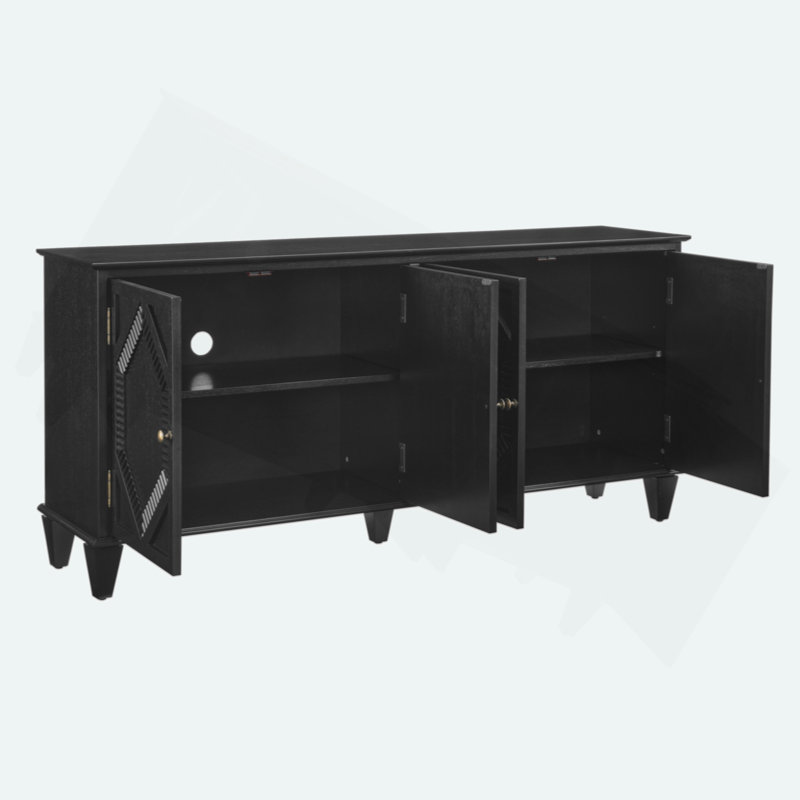 Buffet 65,5 po Mid Century Modern Buffet, Noir