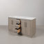 Meuble-lavabo de comptoir en marbre blanc Carrara de 60 po en chêne gris avec miroir Kamila-1961455503
