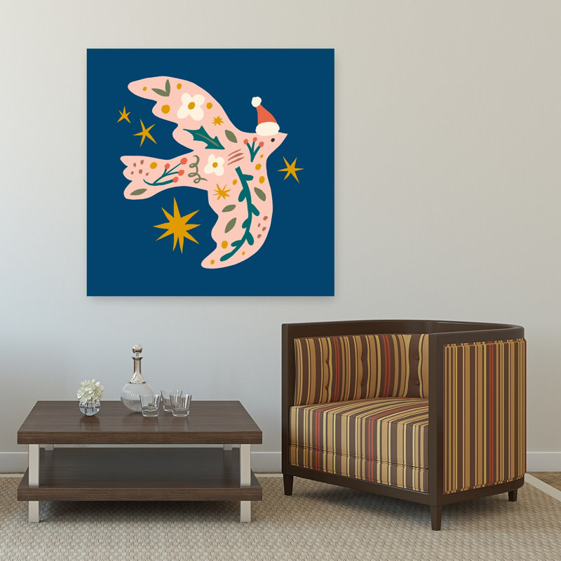 Happychristmasno28 Modern Peaceful Abstract Bird Nature Winter Wall Art Print 1 Piece Wrapped Canvas Wall Art