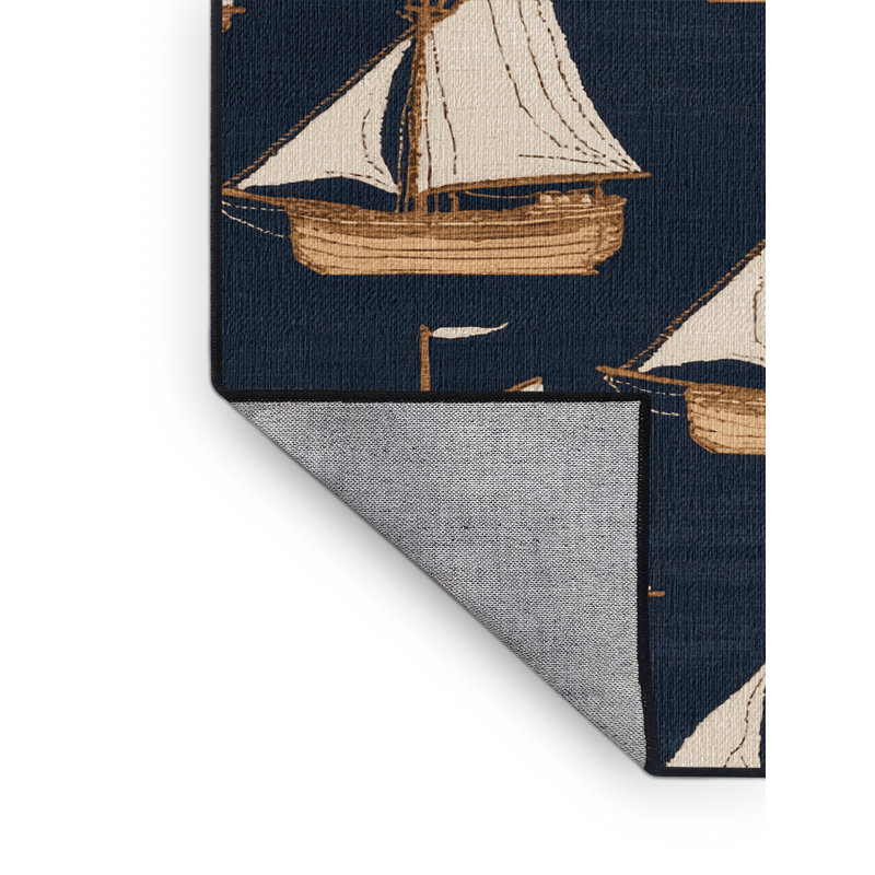 Washable Brigantines Nautical Area Rug, Rectangle 5' x 7'