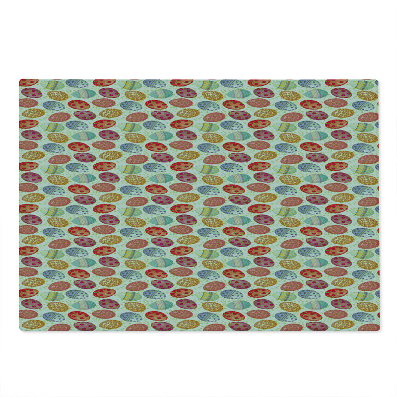 Ambesonne Easter Cutting Board Large Flowery Vintage Eggs Multicolor