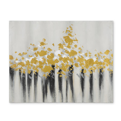 Gray Modern Placemat - Abstract Gold Flowers, Home Decor