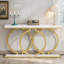 Table console 55,11 po, canapé d'entrée étroit avec structure en métal géométrique