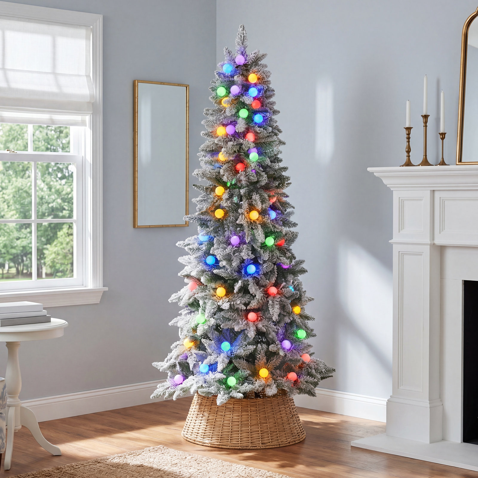 Artificial Christmas Tree with Color & Clear Lights, 6.5' H