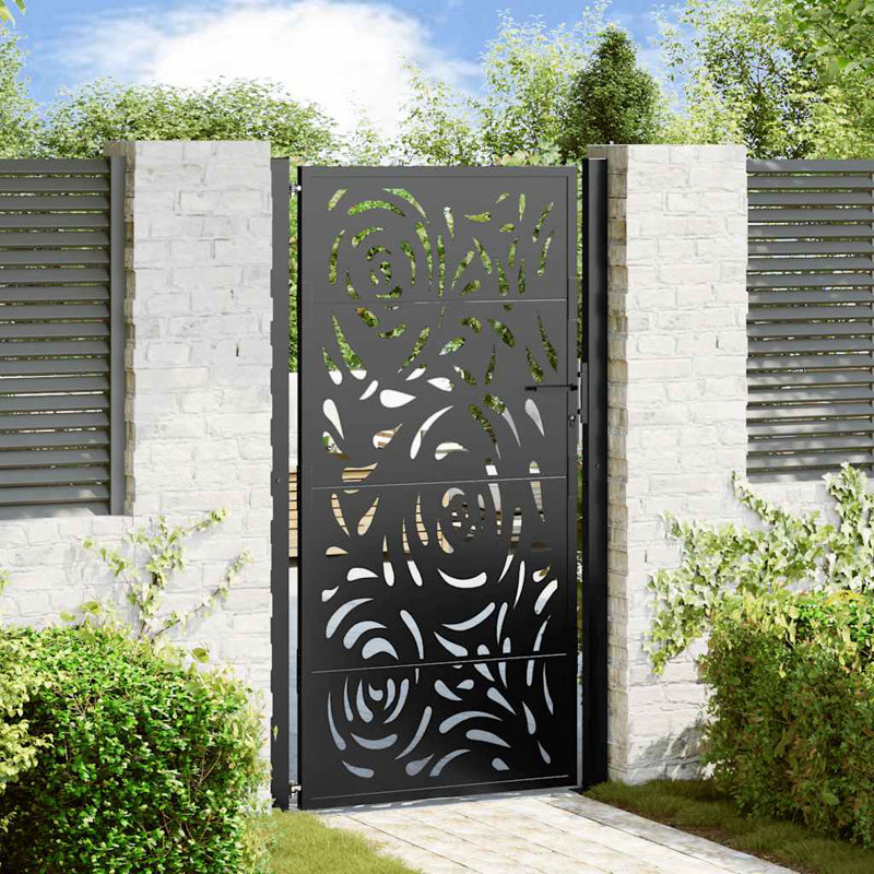  Garden Gate Steel Flame Design, 105 x 180 cm, Black