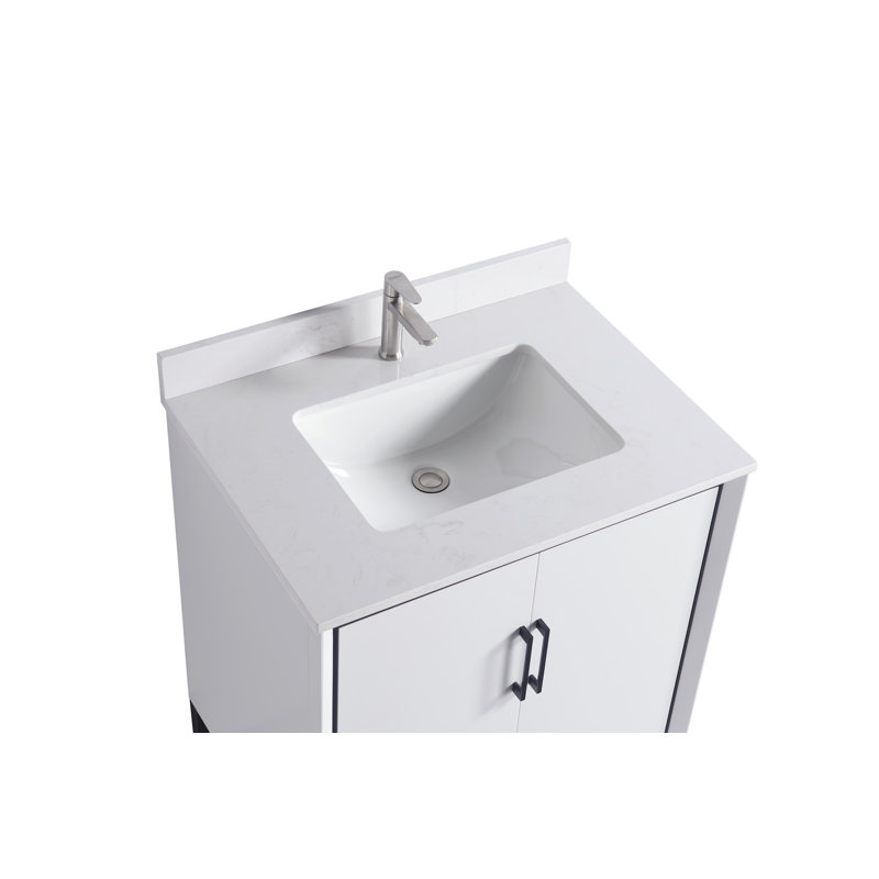 30'' White Freestanding Bathroom Vanity with Shaker Base