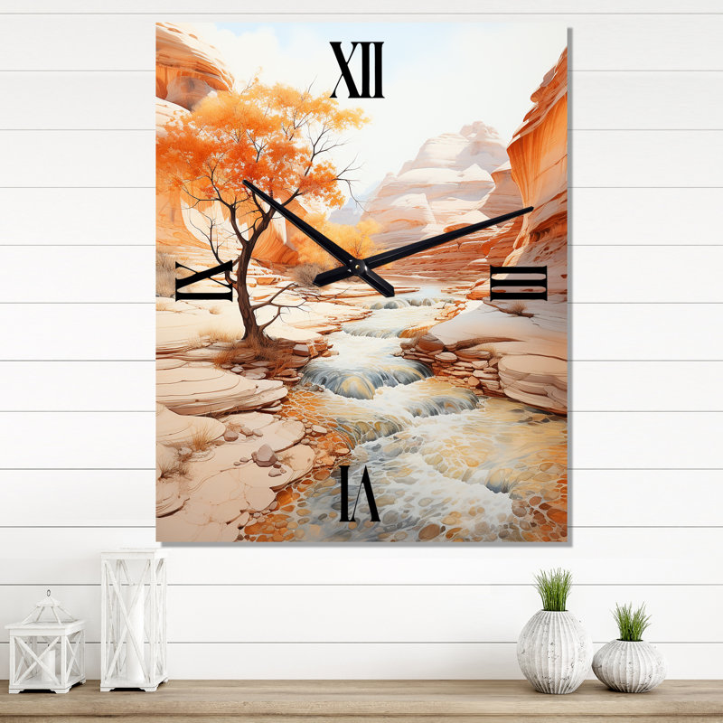 Horloge murale beige surélevée Peach Canyon Mirage, H 32 po x l 24 po x P 1 po
