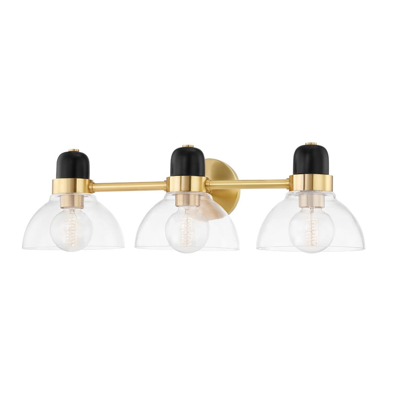 Éclairage de salle de bain à intensité variable 3 lumières Camile, Laiton vieilli