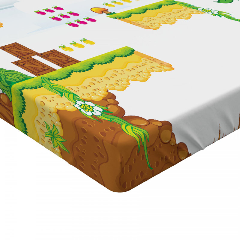 Twin Size Multicolor Video Game Print Microfiber Fitted Sheet