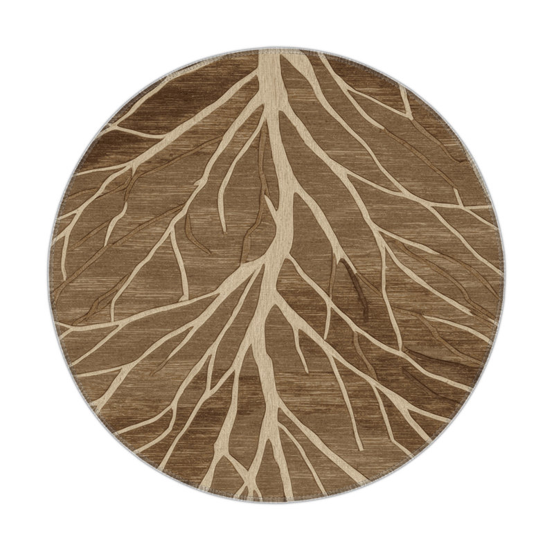 Tapis d'intérieur et d'extérieur brun Nature, Rond 5 pi