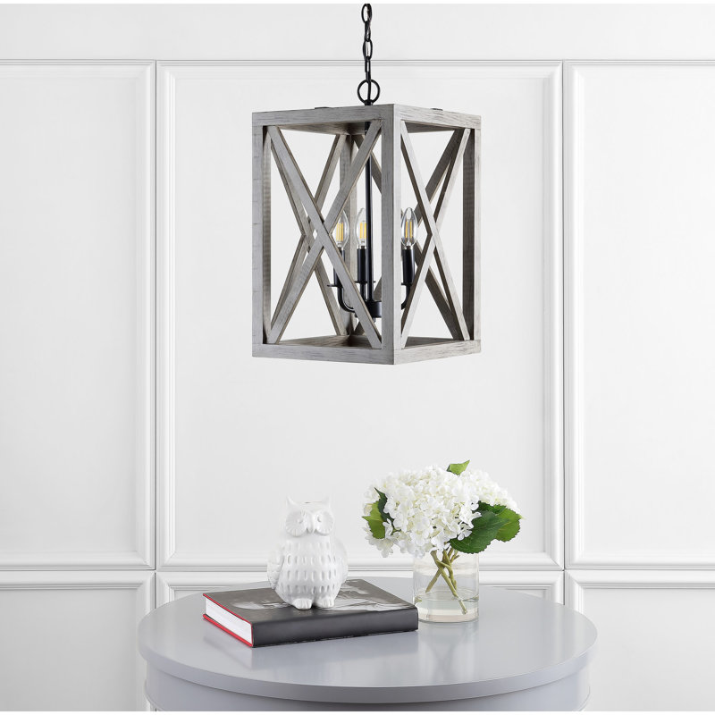 Luminaire suspendu rectangulaire 3 lumières lanternes Zhu
