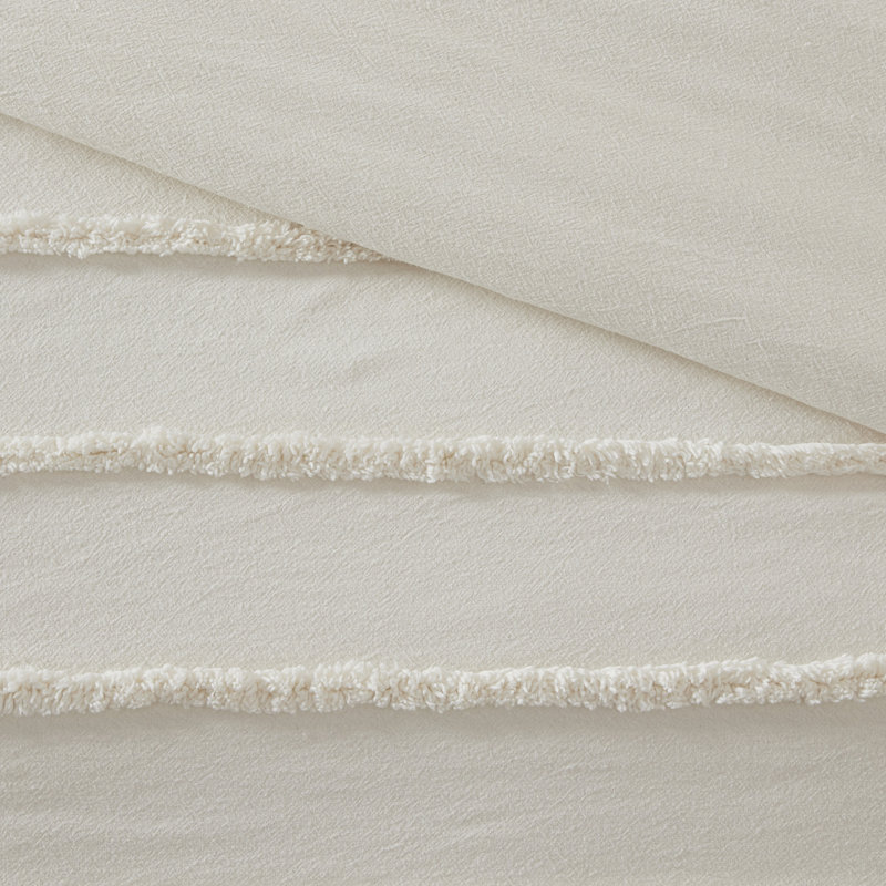 Ensemble d'édredon en chenille de coton Mercer, Édredon très grand/très grand californien + 2 t, Ivoire ivoire