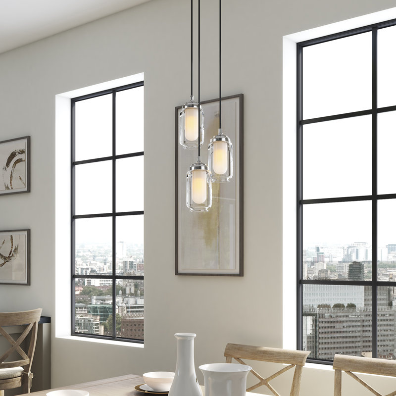 Artifacts 3 Light Pendant Lighting Fixture for Kitchen Island, 10' Adjustable Cord Length, Polished Chrome
