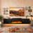 80" Floating Fireplace TV Stand For Tvs Up To 90", Wall Mounted Media Console With LED Lights-797972112-780477595