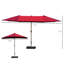 Parasol de patio extérieur en acier 15 ' Manivelle facile, rouge vin pour bloquer l'abri de la terrasse de la piscine, manivelle,