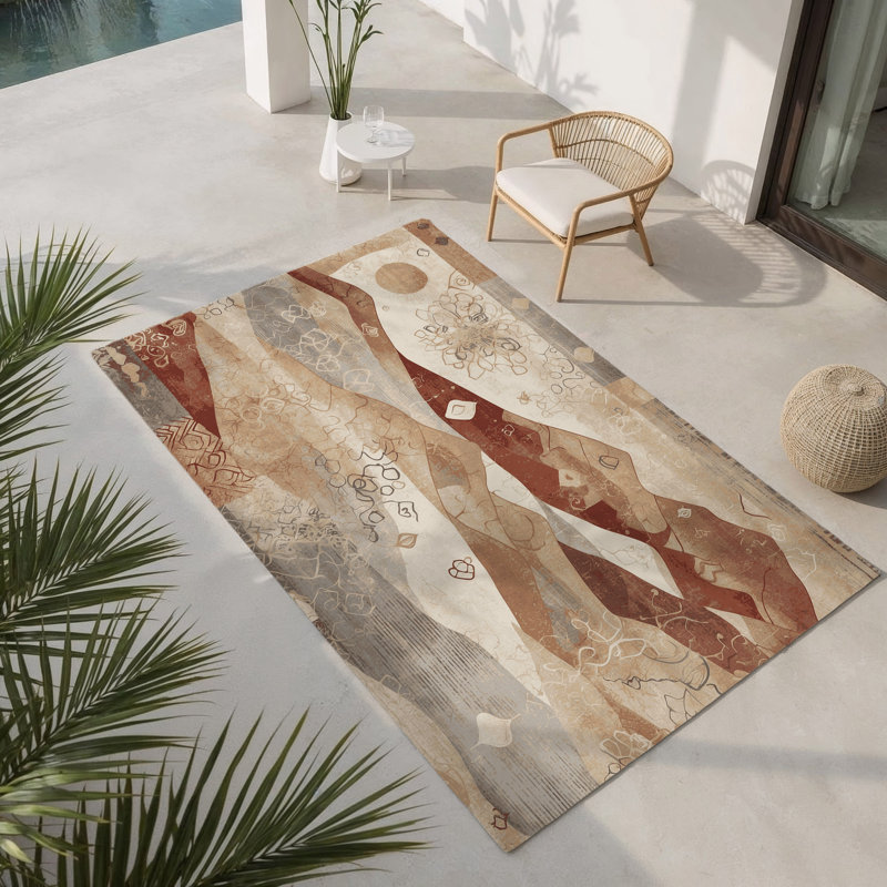 Tapis intérieur et extérieur Terracotta Glow, Rectangulaire 3 pi x 5 pi
