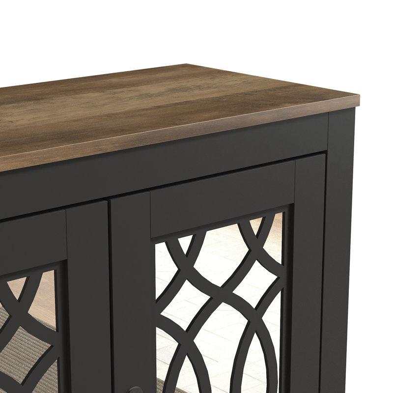 Allivia Transitional Coordinated Shoe Storage Entryway Set Of 2, Black/Knotty Oak