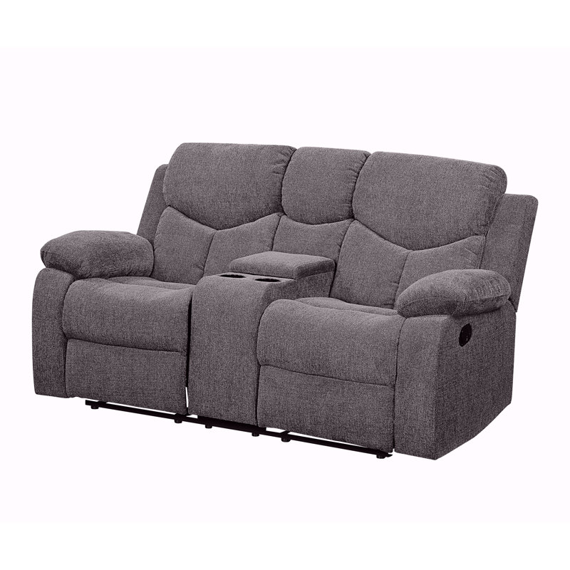 Kalen Gray Chenille Loveseat W/Console