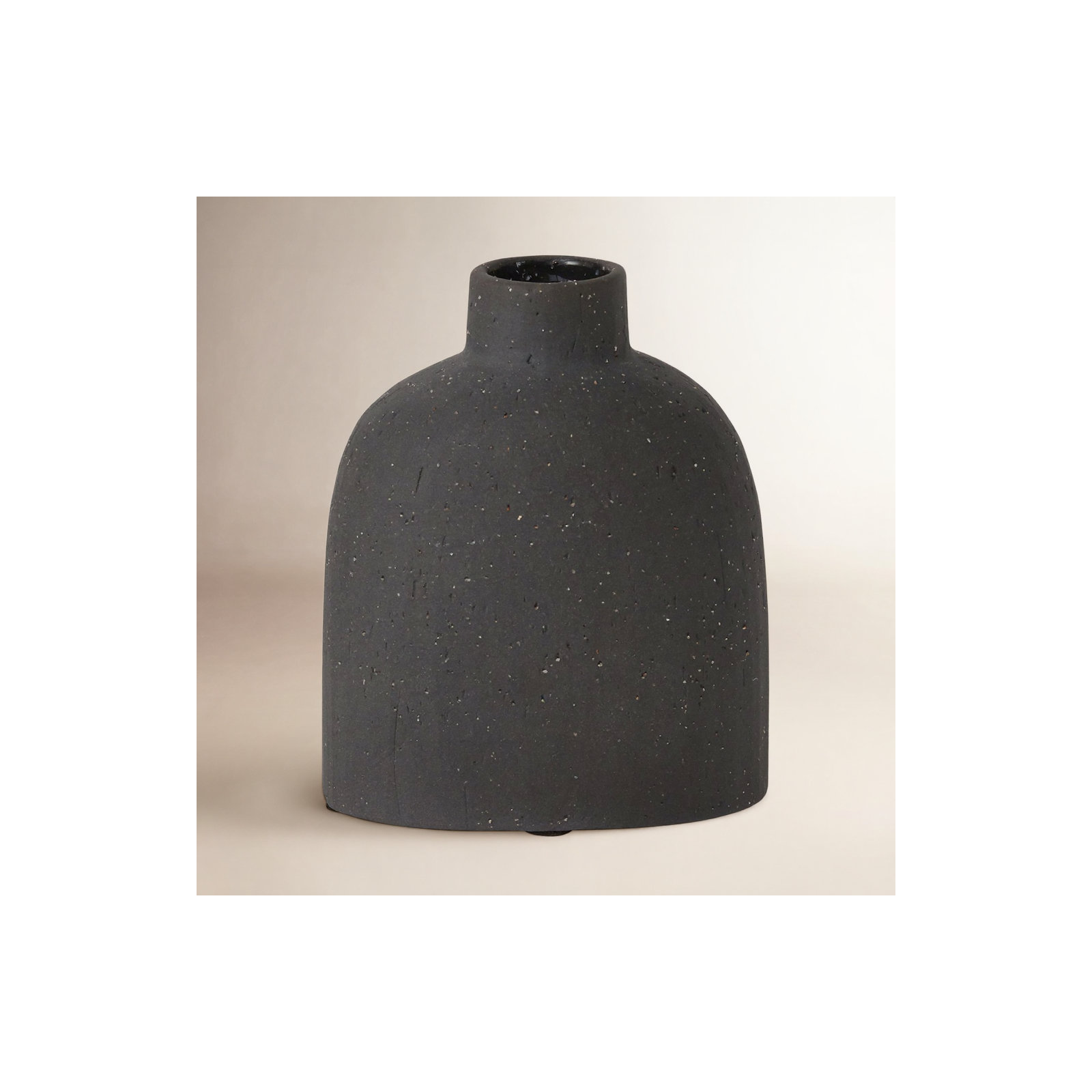 Abie Handmade Ceramic Table Vase, 4.25" H x 3.5" W x 2" D, Black