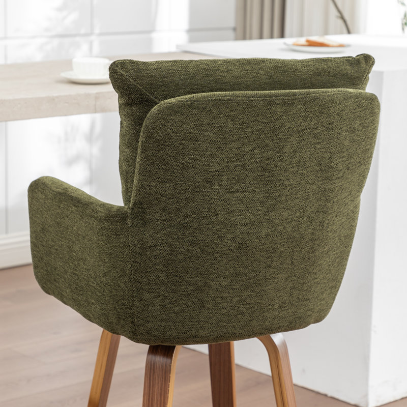 Zareon 27.95” Double-Layered Velvet-Padded Bar Stools, Green
