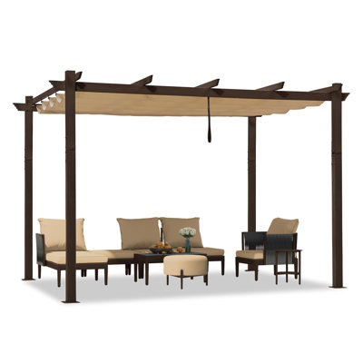 Pergola en aluminium mauve avec auvent