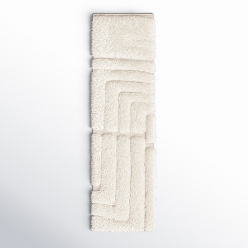 Fernande Abstract Handmade Wool Area Rug in Ivory, Runner 2'3" x 8'