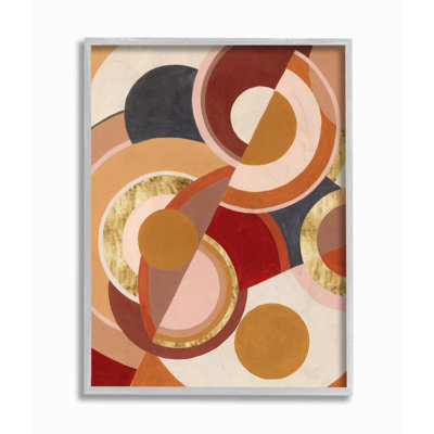Motif asymétrique abstrait de cercles brun rouge - reproduction d'art